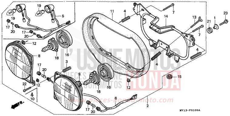 HEADLIGHT for Africa Twin 750 TASMANIA GREEN ME (G142G) from 1995